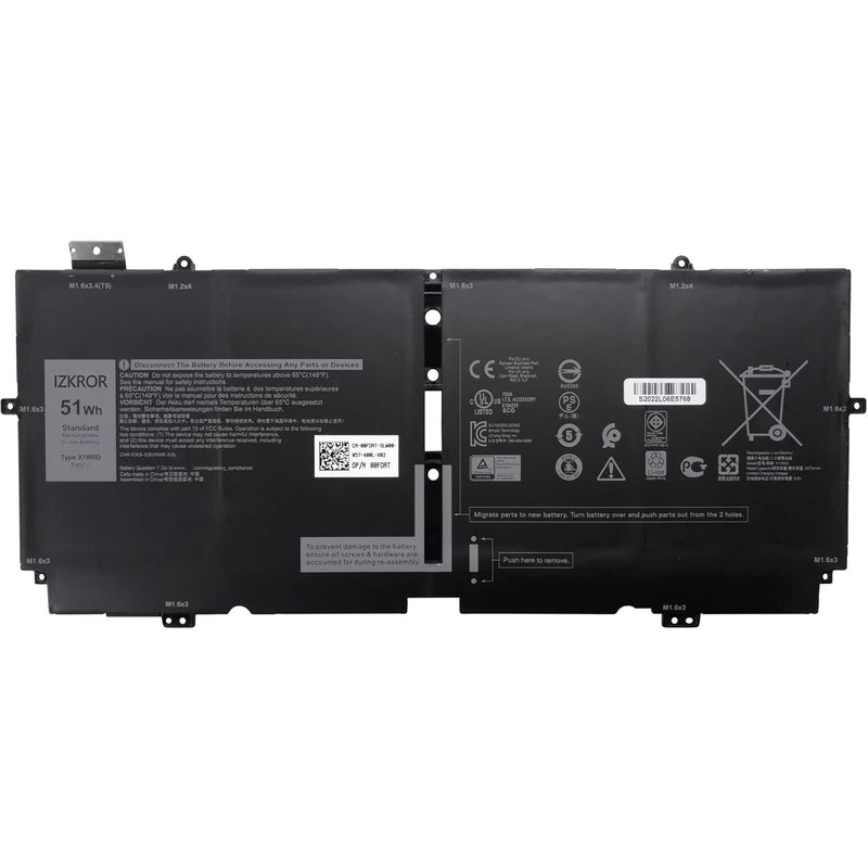 X1W0D 51Wh 6375Mah 4-Cells Battery Replacement For Dell Xps 13 7390 2-In-1 / X