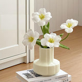 Artificial Tulip Silk Fake Flowers,Premium Faux Long Stem Artificial Flowers,Fully Bloomed Tulip Real Touch Artificial Flowers For Home Decor Centerpiece Diy Wedding,4 Pcs (White)