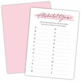 Minimalism Birthday Party Game Cards - Alphabet Game - 20 Blush Double-Sided Fill In Style Birthday Party Game Cards For Adults, Party Supplies & Activities - A07