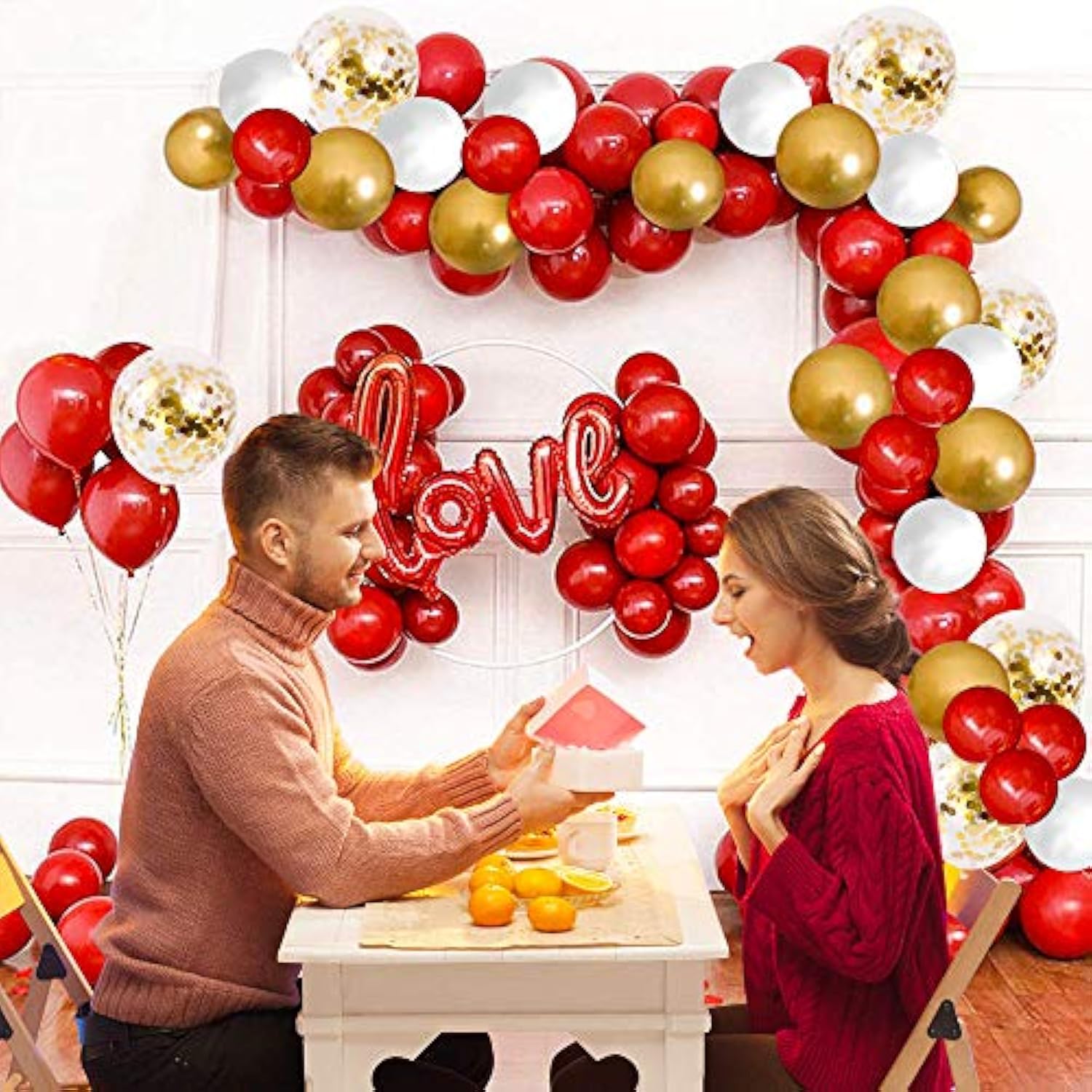 Red And Gold Balloon Garland Kit, 100 Pack Red And Gold Balloons White Gold Confetti Latex Balloons For Birthday Baby Showers Weddings Bridal Shower Anniversary Party Decoration