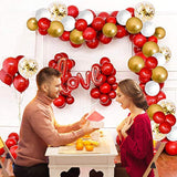 Red And Gold Balloon Garland Kit, 100 Pack Red And Gold Balloons White Gold Confetti Latex Balloons For Birthday Baby Showers Weddings Bridal Shower Anniversary Party Decoration