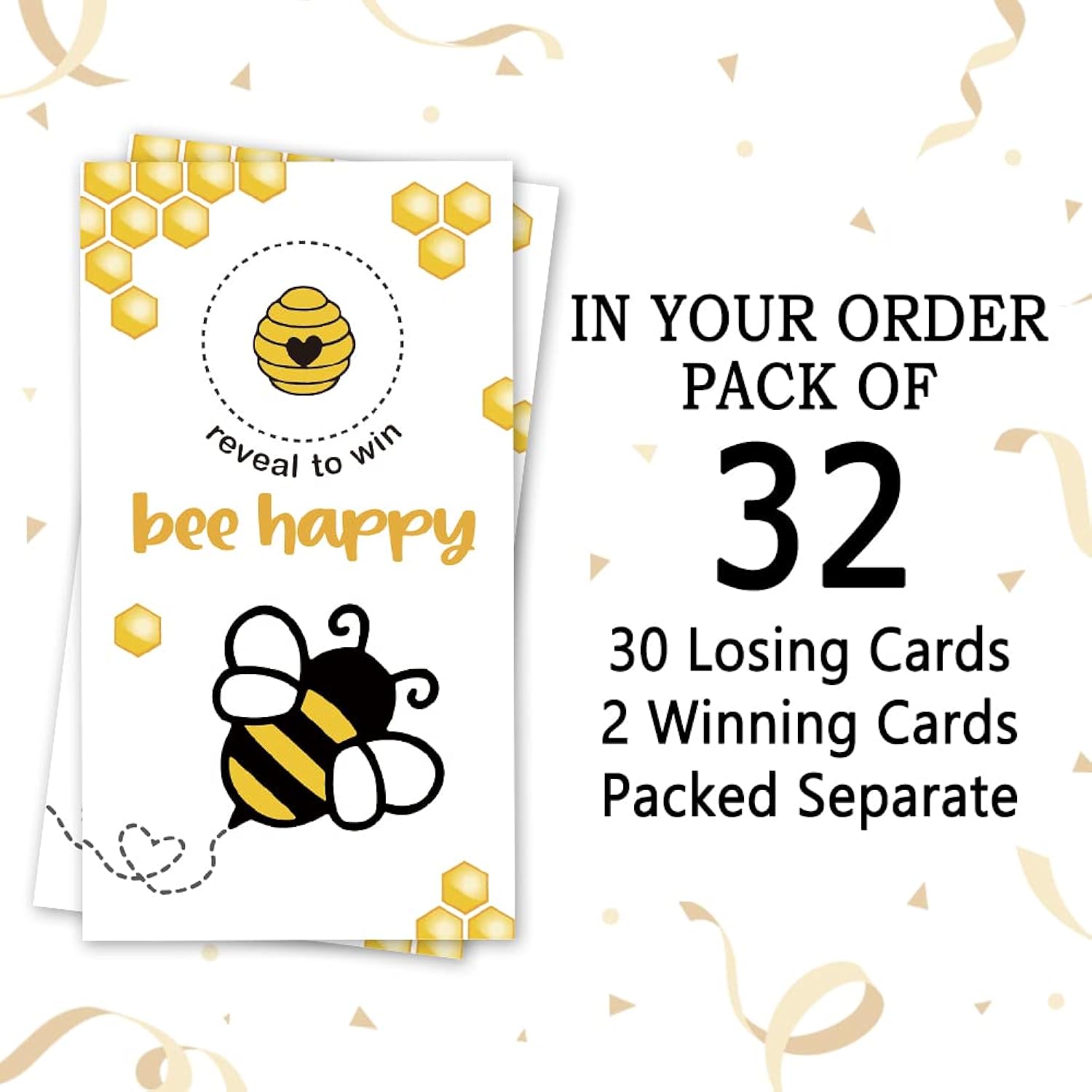 Bee Theme Party Scratch Off Game Cards?32 Pcs?Baby Shower Games Festive Raffle Tickets Class Reunion Scratch Off Game Cards Christmas Family Holiday Games Supplies For Kids Adults