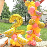 143Pcs Lemon Balloon Arch Garland Kit Pastel Yellow Pink Lemon Yellow Balloons For Lemonade Birthday Party Main Squeeze Sunflower Sunshine Baby Shower Honeybee Theme Party Decorations