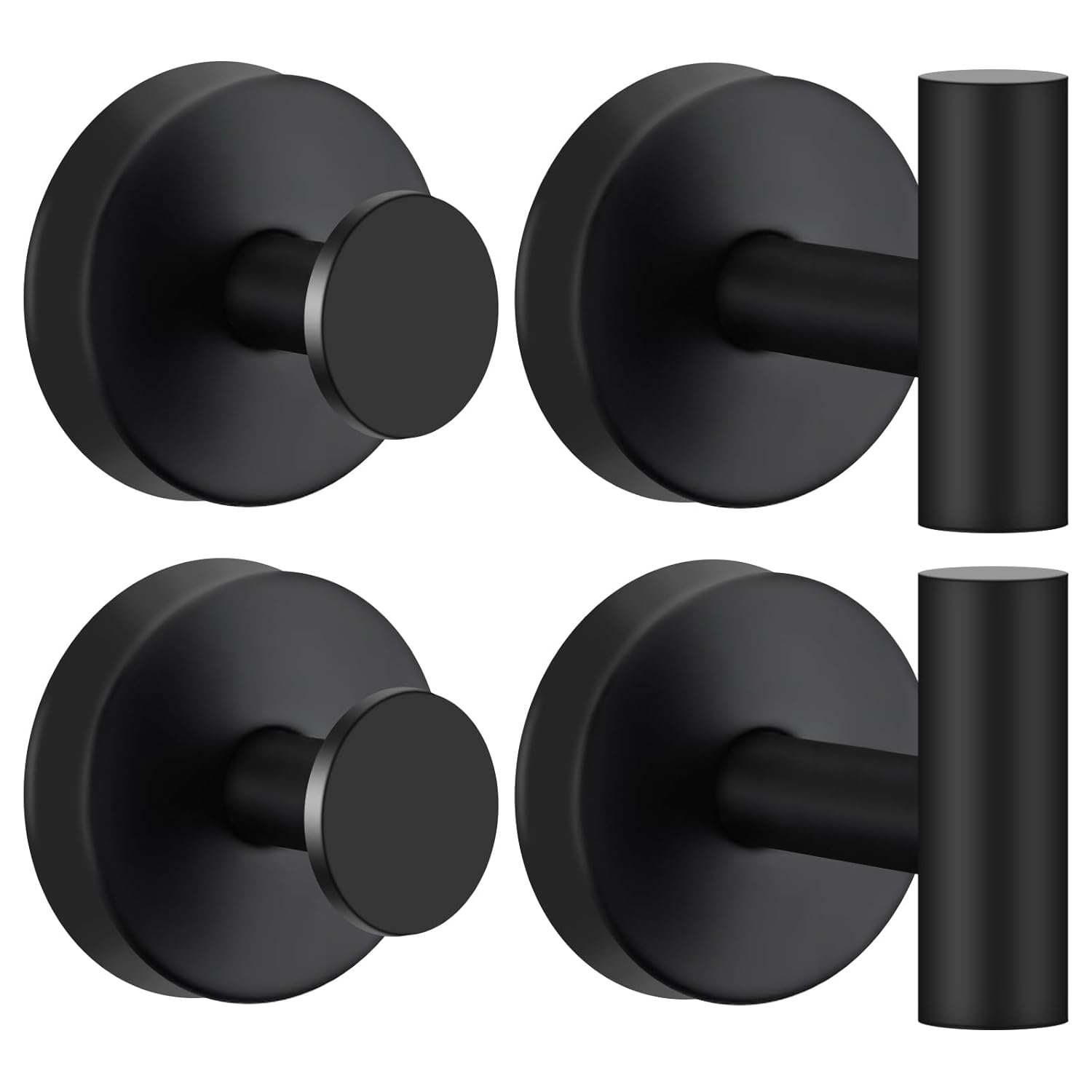 4 Pack Suction Cup Hooks For Shower - Stainless Steel Towel Hooks For Bathroom, Removable Shower Hooks For Bathroom Mirror Window Glass Wall Robe Looafh, Waterproof, Black