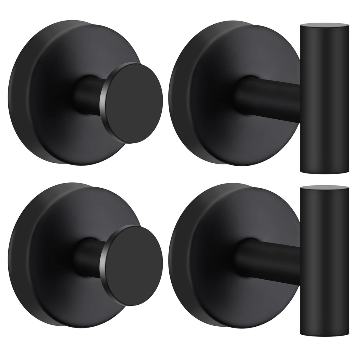 4 Pack Suction Cup Hooks For Shower - Stainless Steel Towel Hooks For Bathroom, Removable Shower Hooks For Bathroom Mirror Window Glass Wall Robe Looafh, Waterproof, Black