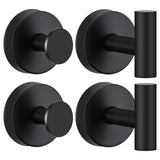 4 Pack Suction Cup Hooks For Shower - Stainless Steel Towel Hooks For Bathroom, Removable Shower Hooks For Bathroom Mirror Window Glass Wall Robe Looafh, Waterproof, Black