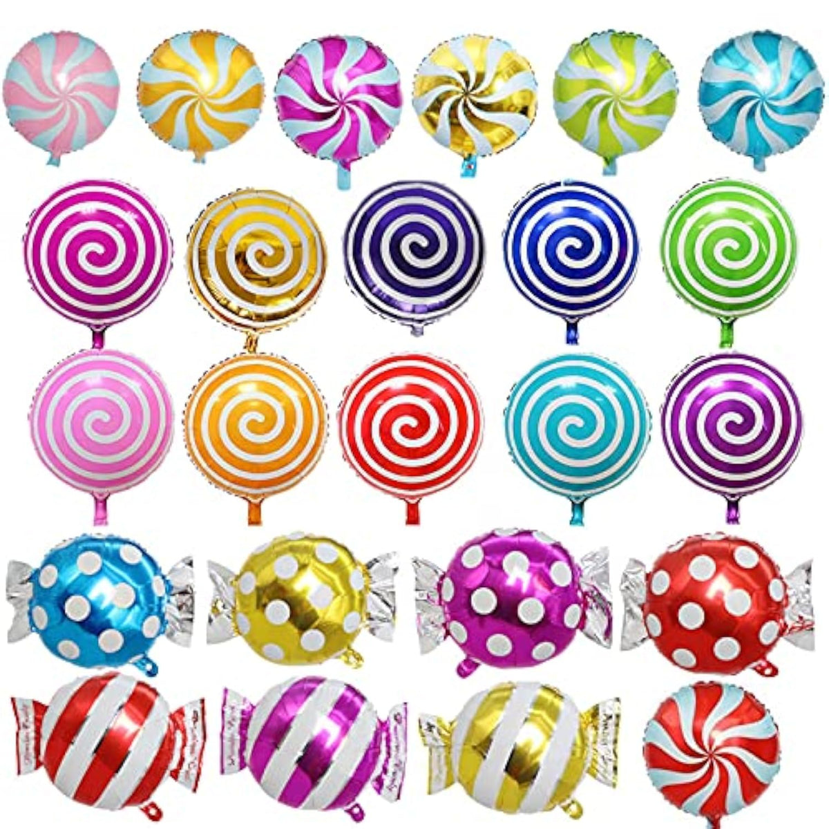 24pcs 18" Mylar Candy Lollipop Balloons – Sweet Round Foil Party Decorations