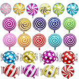 24Pcs Mylar Foil Sweet Candy Balloons 18 Inch Round Lollipop Balloons For Birthday Baby Wedding Christmas Party Balloons Party Decoration Supplies