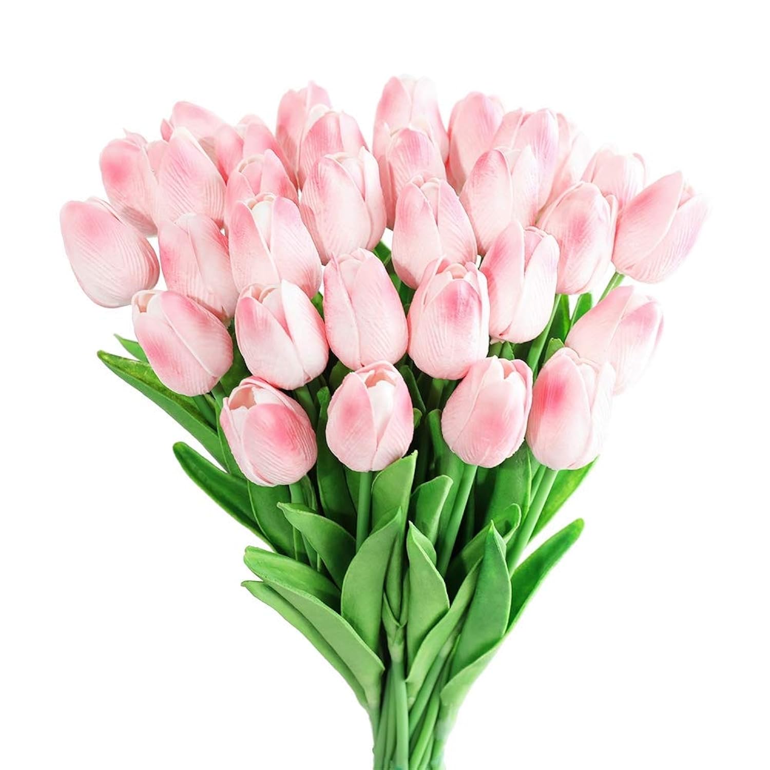 30Pcs Latex Tulips Real Touch Pink Artificial Flowers Fake Tulips Arrangement Bouquet For Home Office Wedding Decor (Pink)