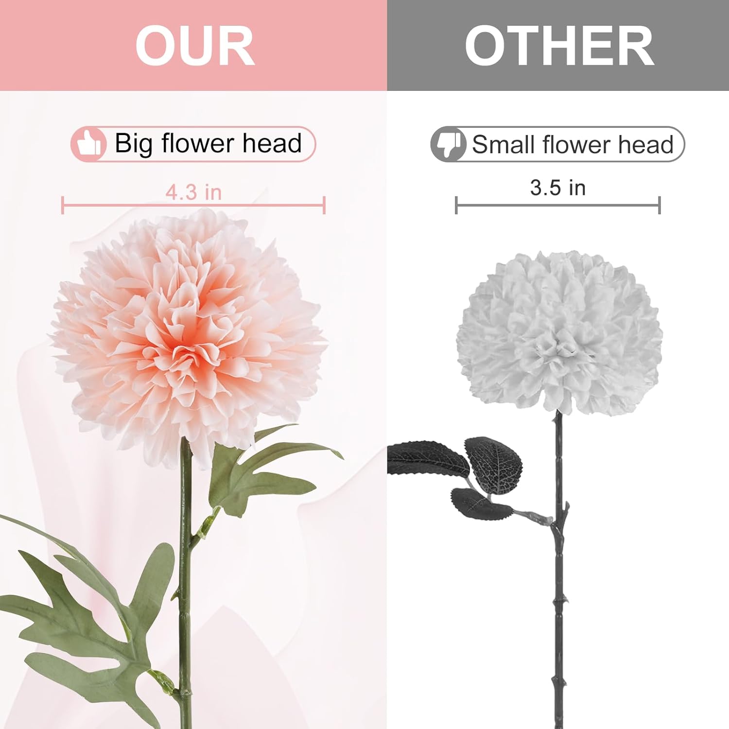 Artificial Chrysanthemum Flowers Ball Flowers,10Pcs Large Realistic Fake Mums Silk Plants With Stems For Wedding Home Christmas Floral Arrangement Halloween Table Centerpiece (Champagne)