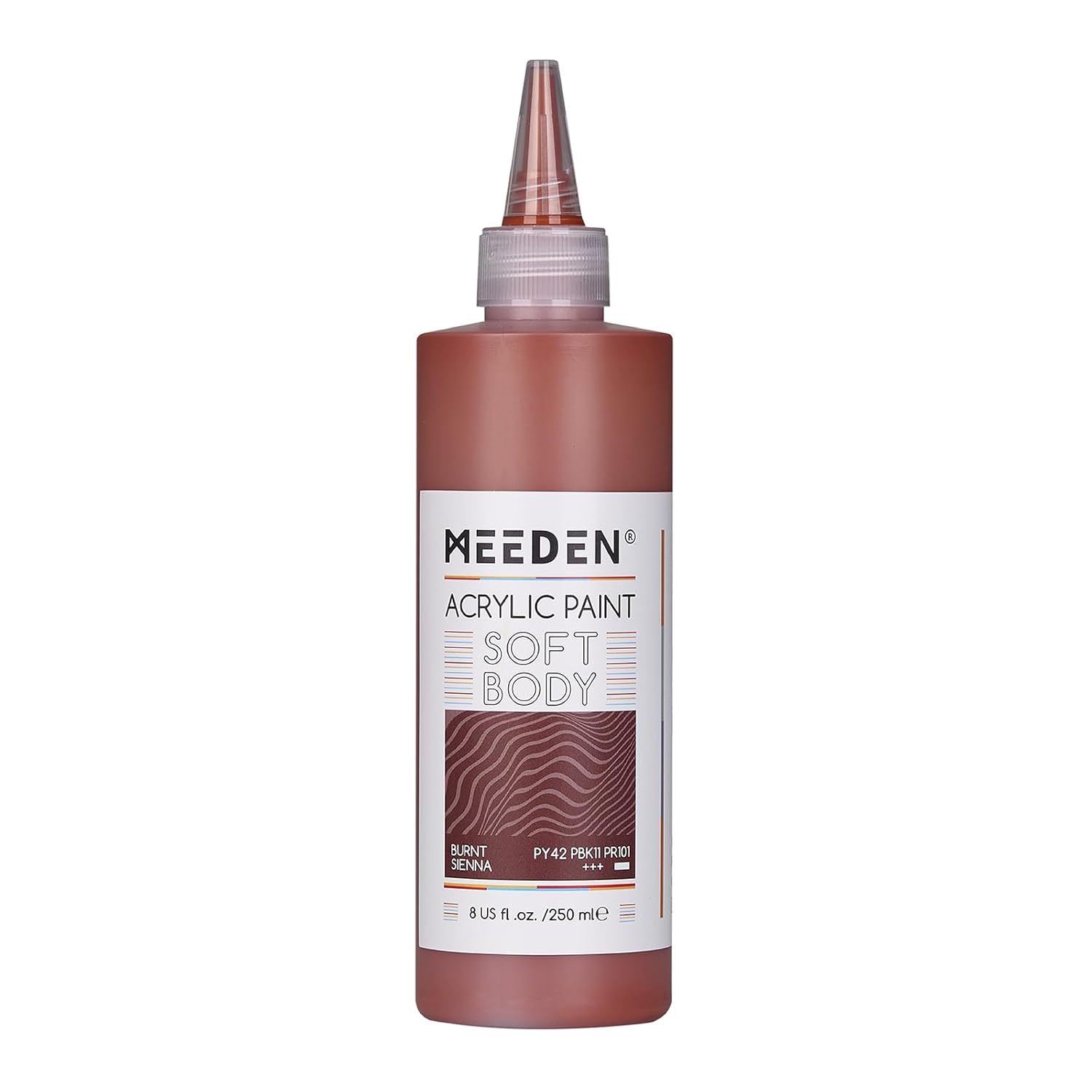 Soft Body Acrylic Paint: Burnt Sienna Matte Finish - 250Ml/8.45Oz Bulk Acrylic Colors In Ergonomic Bottle - Fluid Flow Art Paints For Artists Canvas Painting