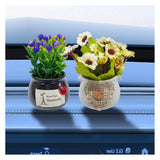 2Pcs Cute Flower Bouquet In Pottery Vase Car Dashboard Ornament For Women Interior Aesthetic, Miniature Artificial Plant Car Center Console&Dashboard Decoration For Home Office (Purple/Beige)