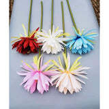 3 Stems Silk Broad-Leaved Epiphyllum Night-Blooming Flowers Orchid Cactus Artificial Flowers (White)