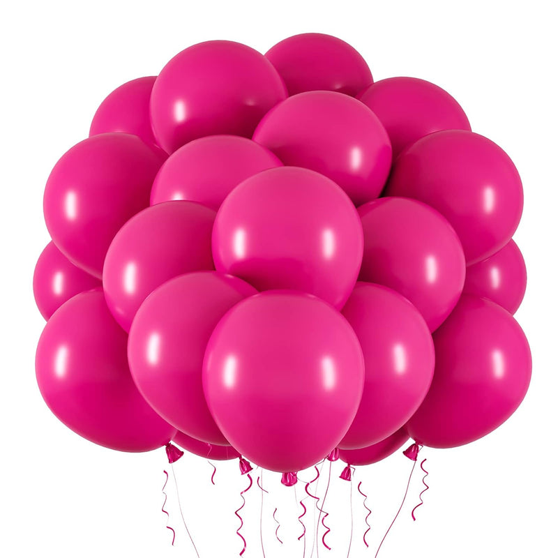 65Pcs Hot Pink Party Balloons, 12 Inches Helium Party Balloons With Ri