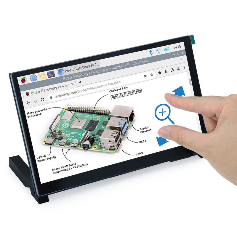 7 Inch Touchscreen Monitor For Raspberry Pi, 800X480 Pixel Tn Display, 5-Point