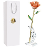 Gold Roses, 24K Gold Rose Made From Real Rose - Unique Design Dipped Rose For Anniversary Valentines Mothers Day Birthday Gifts (Pink With Stand)
