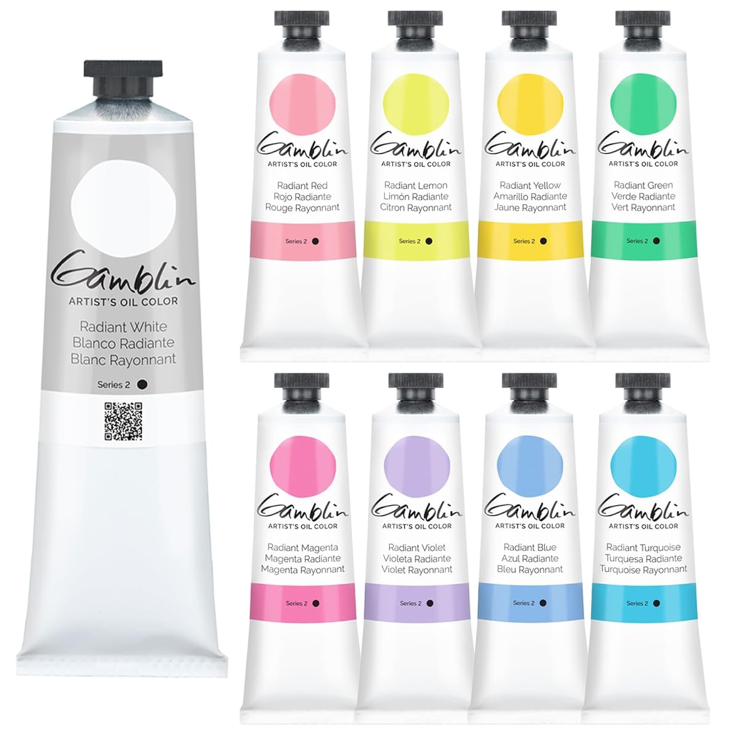 Gamblin Professional Oil Paint Set - 9 Radiant Colors, 37Ml Tubes & 150Ml Radiant White, Opaque & Low Absorption, Inspired By Impressionists, Ideal For Plein Air & Alla Prima Painting