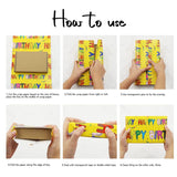 Yellow Happy Birthday Wrapping Paper Set Of 6 Sheets Folded Flat 20X28 Inches Per Sheet For Kids Girls Boys Men Women, Bright Color Happy Birthday Letter Like Balloons With Stars And Flags For All Birthday Occassions