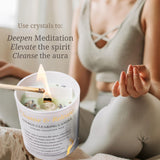 Sage Candles For Cleansing – White Sage Smudge Wood Wick Candles That Crackle With Selenite Crystal & Quartz For Home Rituals & Manifestation