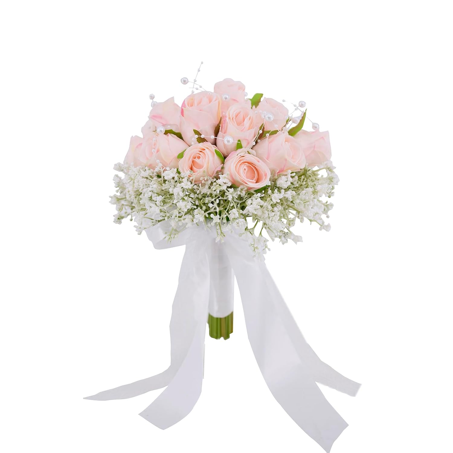 Wedding Bouquets For Bride Bridesmaids, Pink Artificial Roses Flowers Bridal Bouquets For Bride Wedding Decoration