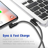 3 Pack 3FT 6FT 10FT MFi Certified Right Angle Lightning Cable Nylon Braided iPhone Cord