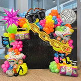 90S 80S Disco Theme Party Decorations, 171Pcs Balloon Arch Kit With Retro Disco Ball Radio Glasses Roller Skate Musical Note Chain Star Foil Balloons For Back To 90S 80S Hip Hop Birthday Supplies