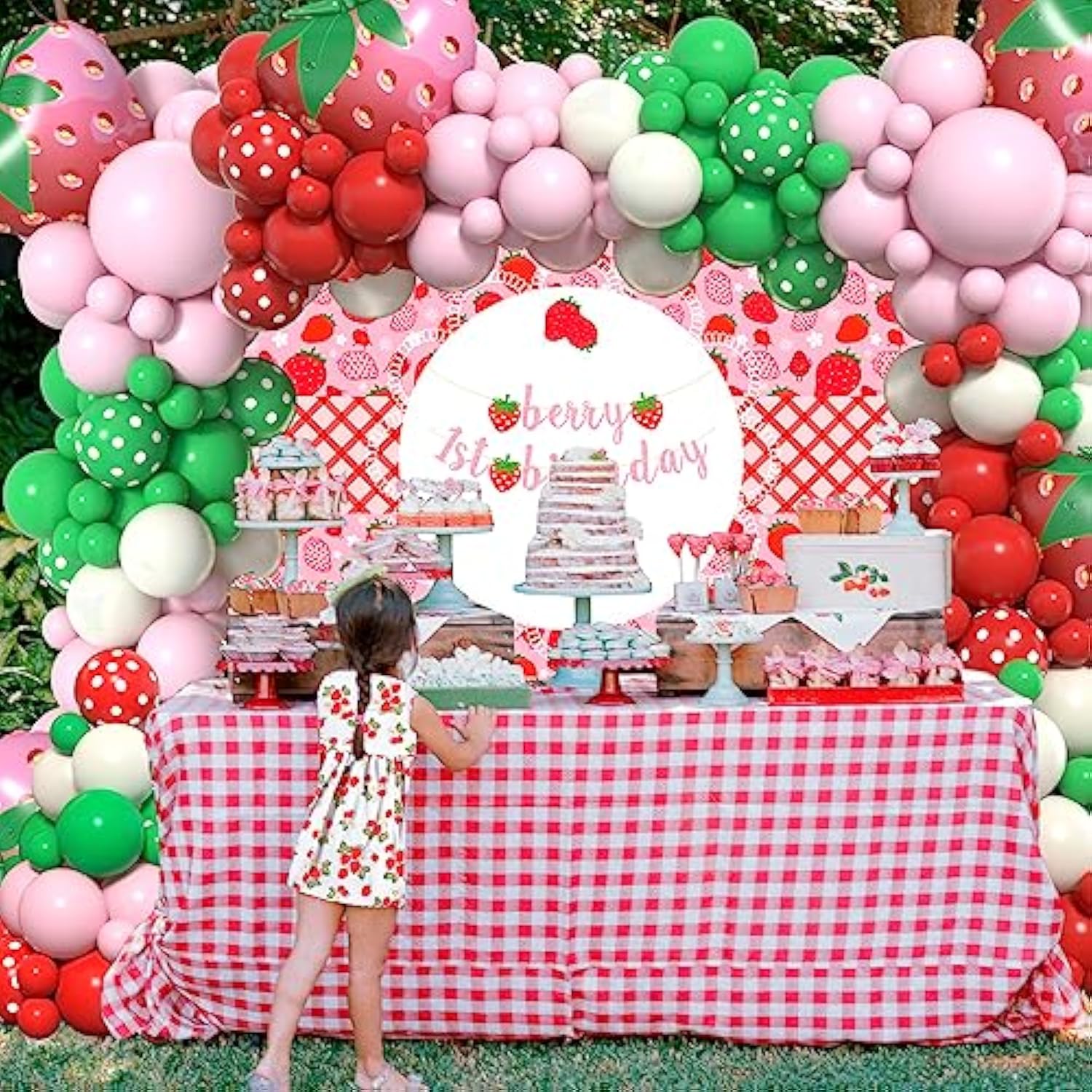 Strawberry Balloon Garland Arch Kit, Strawberry Birthday Party Decorat