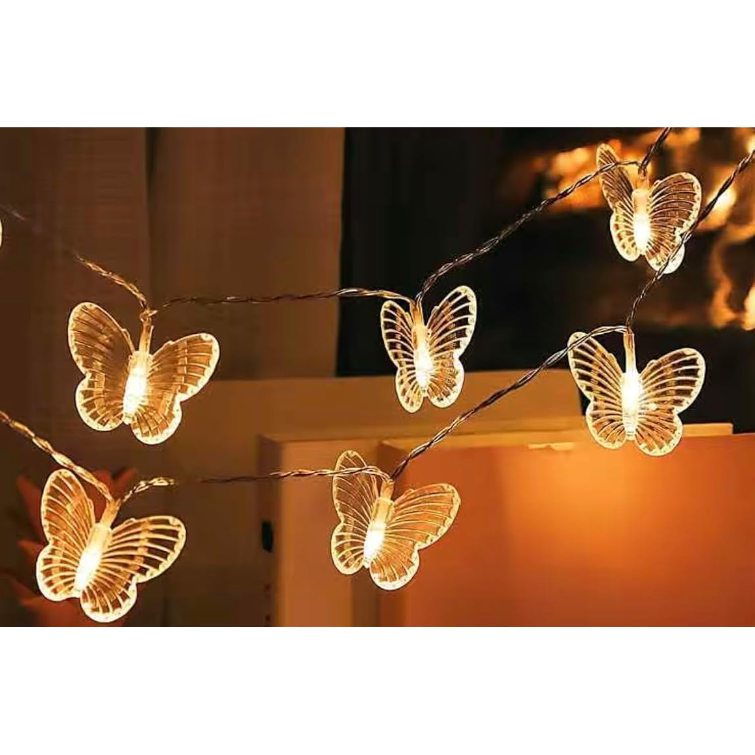 Led Butterfly String Lights - 7 Foot Battery Powered Fairy Lights For Garden, Bedroom, Dorm, Patio, Party, Wedding, Chri