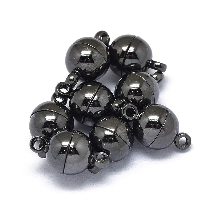 20 Sets Black Round Magnetic Clasps 14.5X8Mm Magnet Converters Locking Clasps