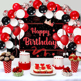 81 Pieces Red And Black Birthday Party Decorations Large Red Happy Bir