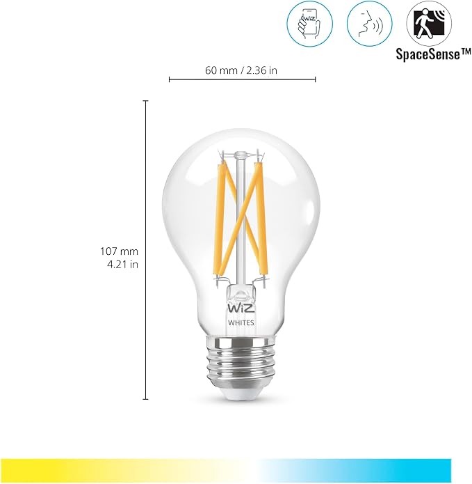 60W A19 Tunable White Filament LED Smart Bulb E26 Matter Compatible 1 Pack