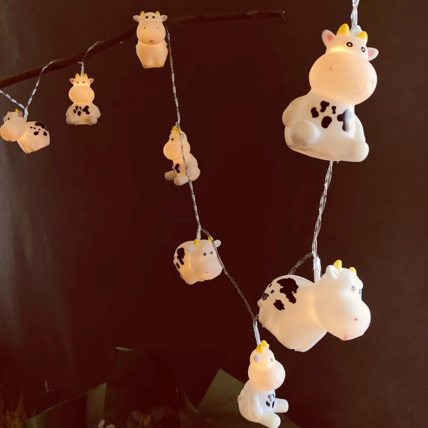 Cute Cow Night Light Farmhouse Animal Milk Cow String Light Battery Powered 3M 20Leds Decor Fairy Light For Boys Girls B