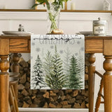 Trees Snowflake Christmas Table Runner Merry Christmas Table Runners Xmas Winter Holiday Kinchen Dining Table Decoration For Home 13X48 Inch