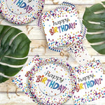 Confetti Birthday Party Supplies, Confetti Sprinkles Decorations Tableware, Plates, Napkins, Cups, Cutlery, Tablecloth, Happy Birthday Confetti Theme Table Decorations Dinnerware | Serve 24