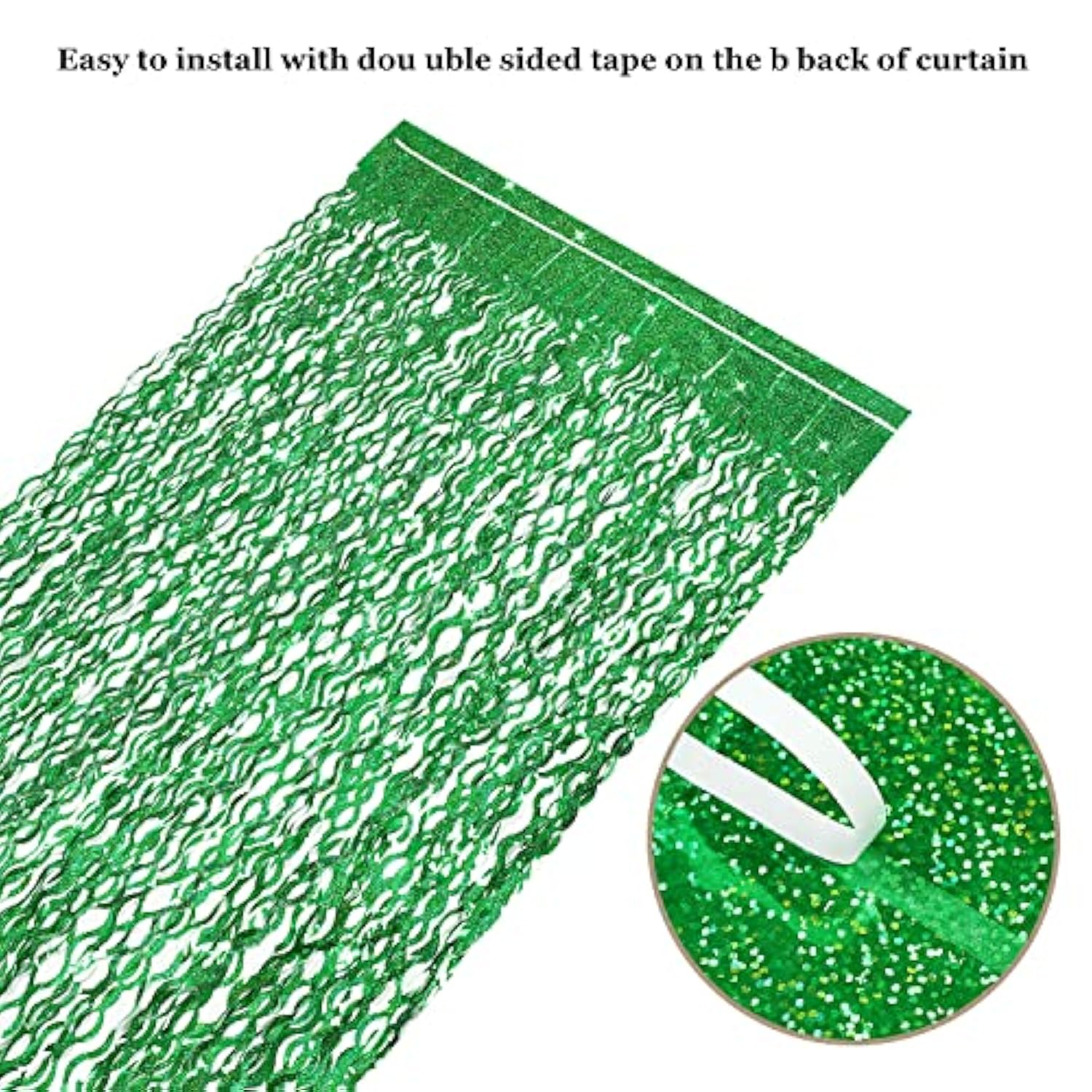 3PCS Green Foil Backdrop Curtains, 3.3x6.6ft for Birthday, Christmas & Graduation Party Decor