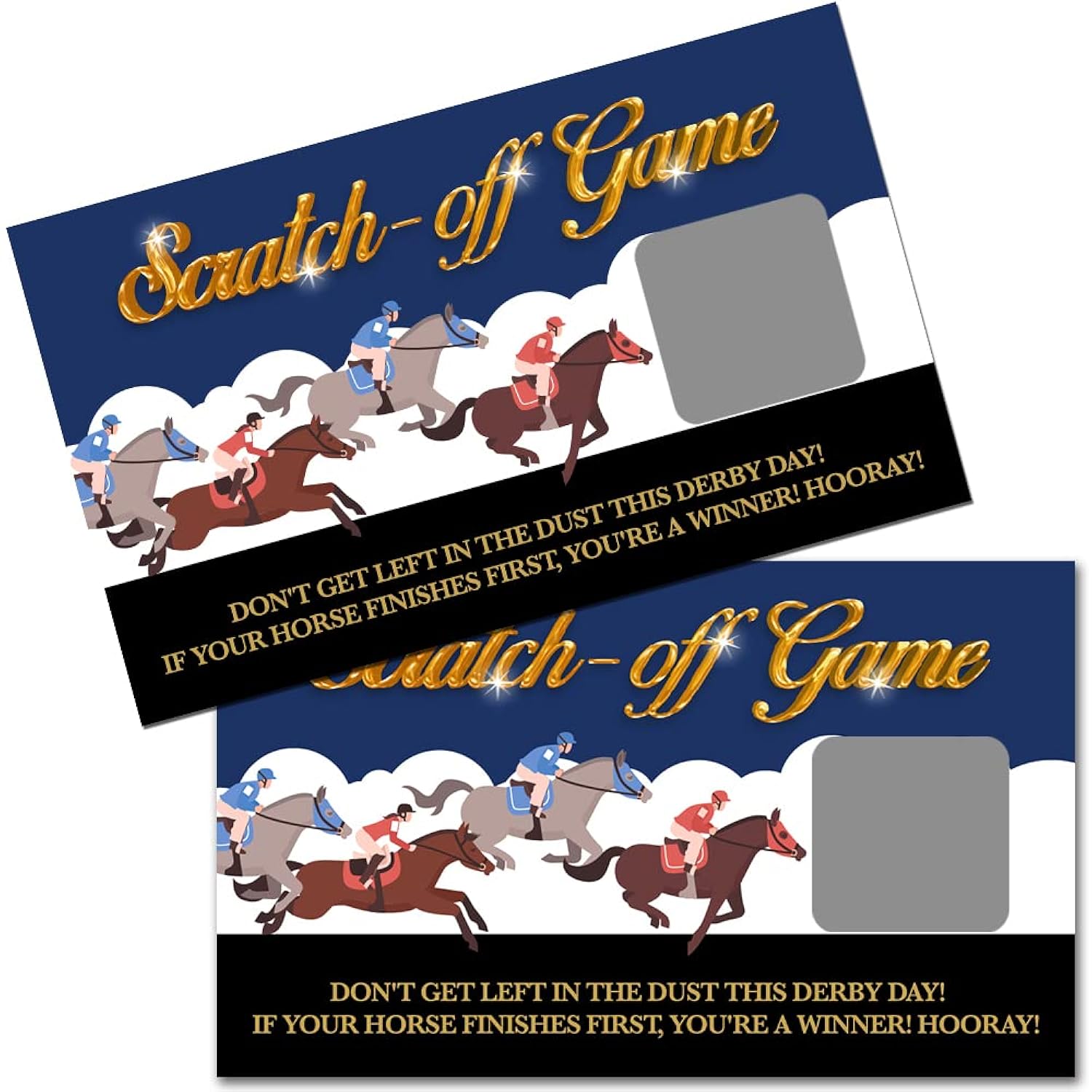50 Pack Horse Race Scratch Off Cards, Kentucky Horse Derby Scratch Game For Birthday Party, Kentucky Derby Themed Party Supplies, Racing Raffle Tickets Lottery Game For Baby Shower Group Game
