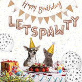 Dog Birthday Party Supplies Dog Paw Print Balloons Cat Birthday Hat Happy Birthday Banner Foil Balloons Lets Pa Letters Balloons Decorations (Rose Gold)