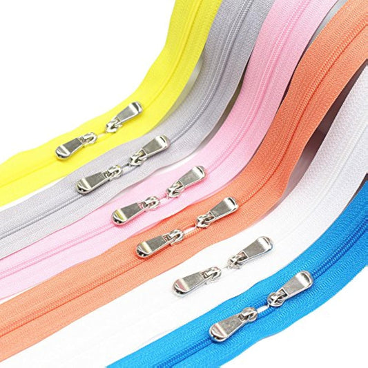 6Pcs 60 Inch #3 Double Slider Zippers Closed End Nylon Coil Zippers Fo