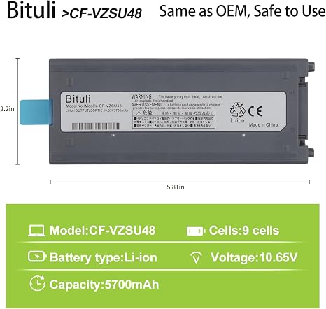 Replacement Laptop Battery for Panasonic Toughbook CF 19 MK1 through MK8 CF VZSU48 10 65V 58Wh