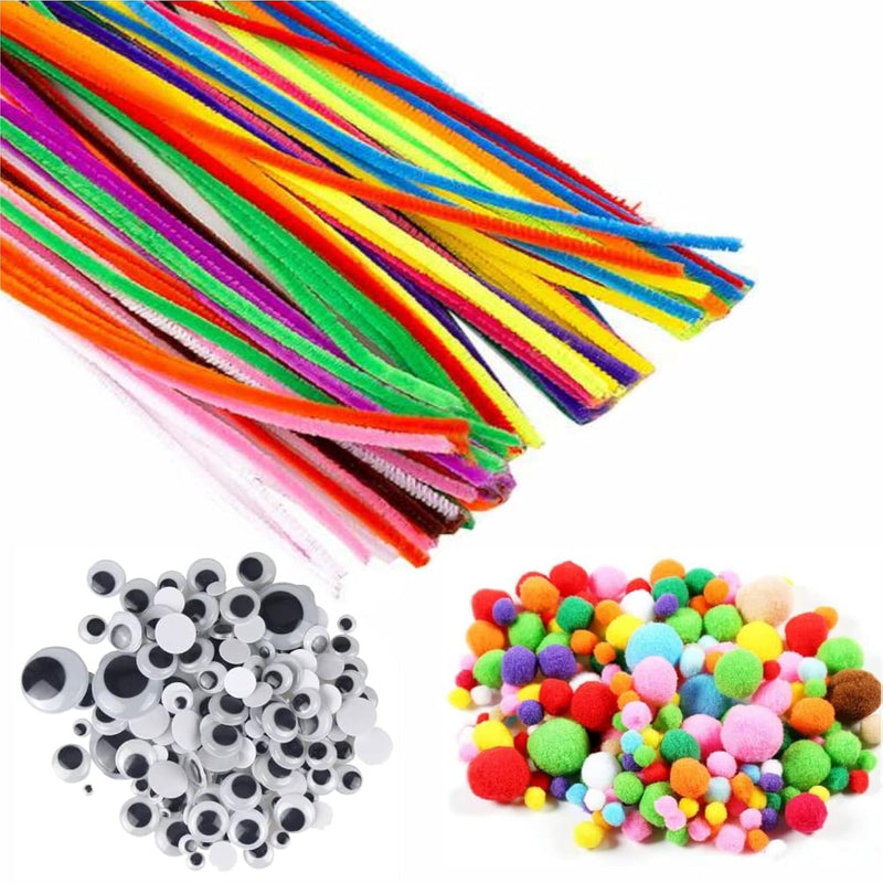 Pipe Cleaners Craft Bulk Set Supplies With Assorted Color Chenille Stems, Pomp