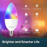 E12 Matter Smart LED Bulbs 4 Pack RGBTW Color Changing Candelabra WiFi Bulbs Alexa Apple Home Google