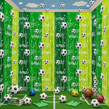 6 Pack Soccer Party Backdrop Decoration 3.3x6.6 ft Green Soccer Foil Fringe Curtains Tinsel Streamers Photo Props Background for Sports Theme Birthday Parties Decor Game Day Worlds Supplies
