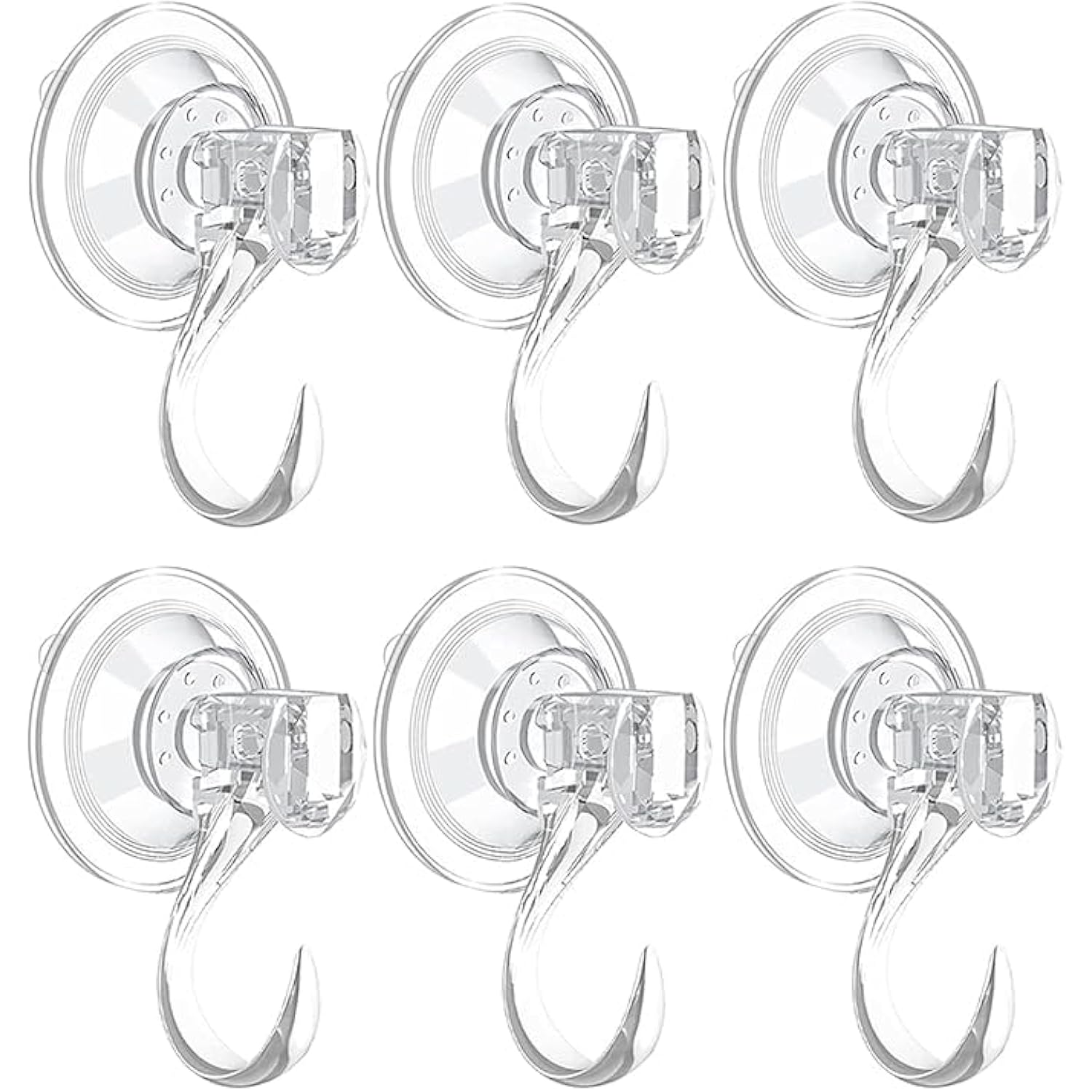 6 Pack Clear Suction Cup Hooks, Heavy-Duty Reusable Wreath Hangers For Glass Windows Smooth Doors, Waterproof Suction Cup Hooks For Shower Bathroom Kitchenware And Christmas Wreaths,Up To 15 Lbs (6)