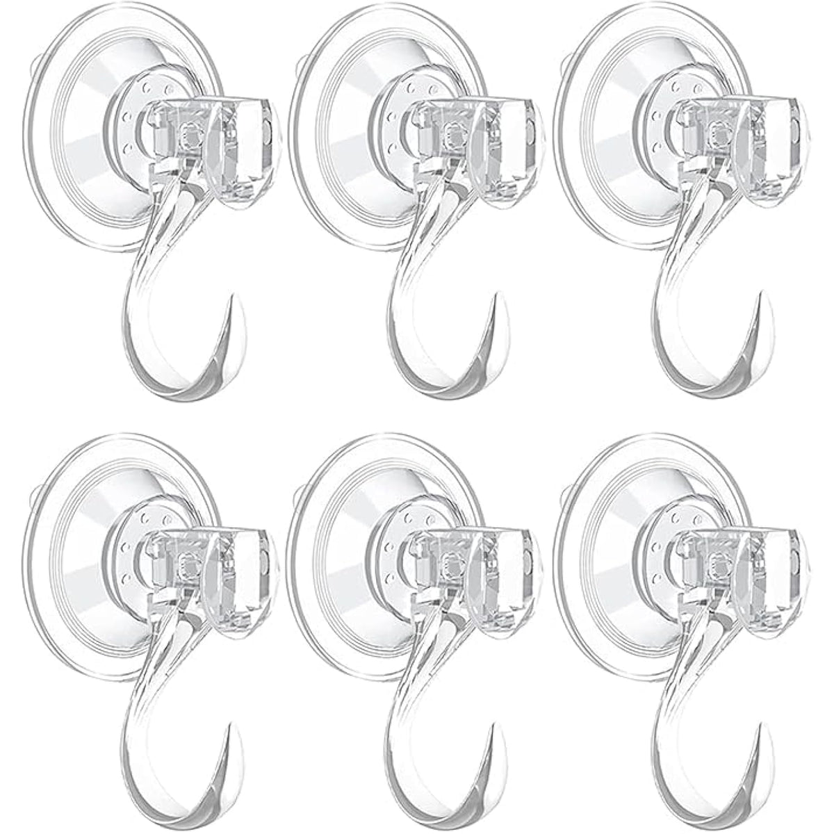 6 Pack Clear Suction Cup Hooks, Heavy-Duty Reusable Wreath Hangers For Glass Windows Smooth Doors, Waterproof Suction Cup Hooks For Shower Bathroom Kitchenware And Christmas Wreaths,Up To 15 Lbs (6)