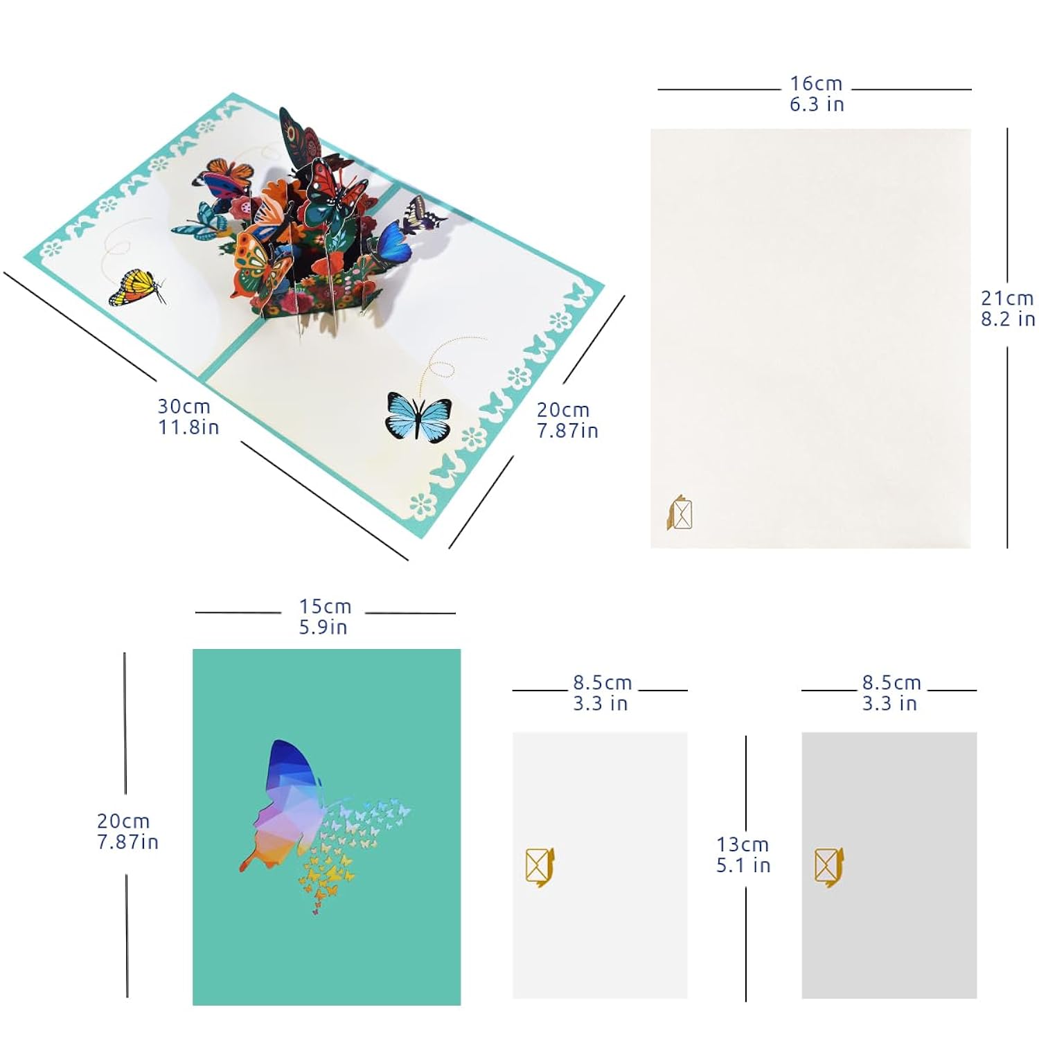 Butterflies Pop Up Card Pop Up Flower Greeting Cards Mother'S Day Card Happy Birthday Card Graduation Anniversary Valentine Thinking Of You Gift With Envelope And Blank Note.