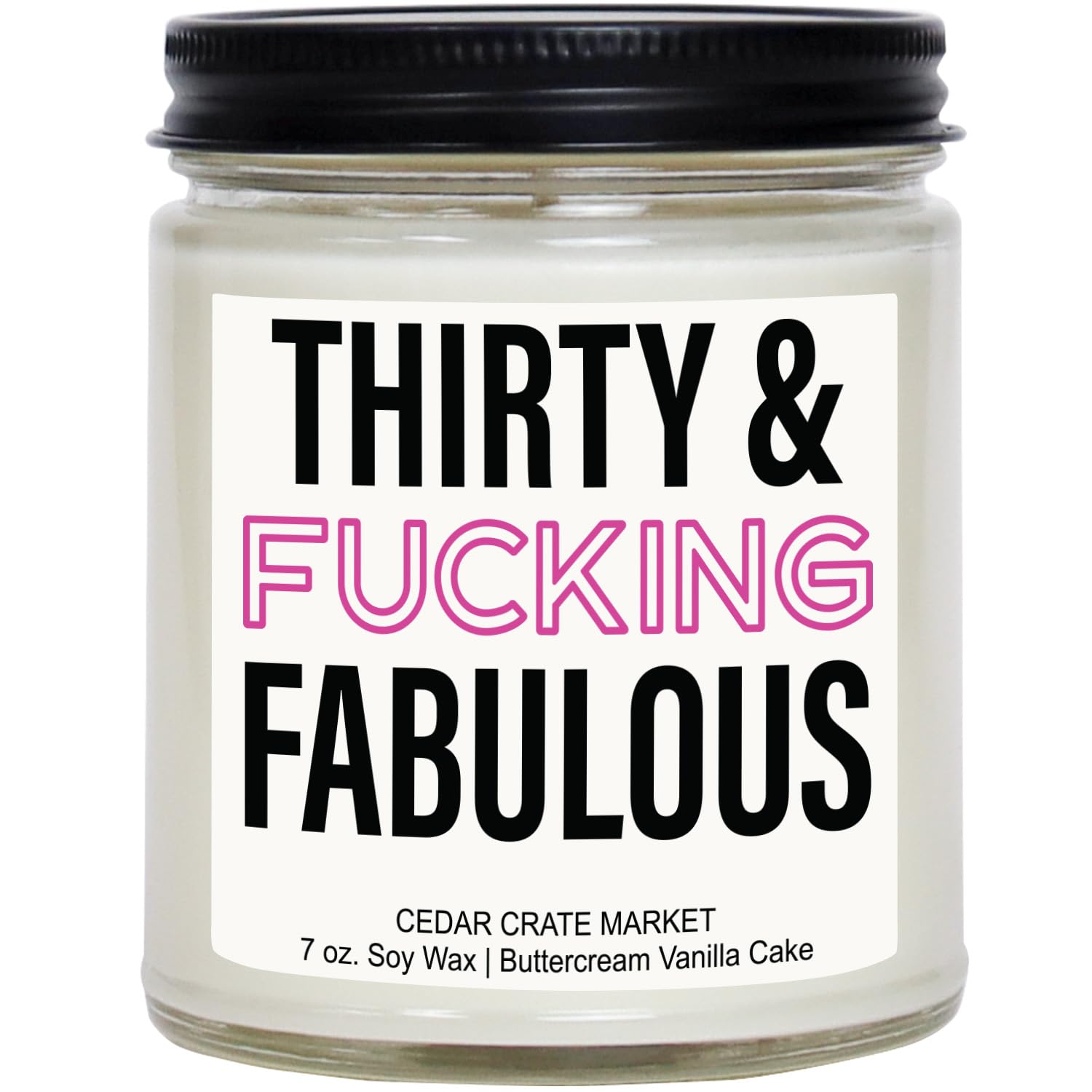 30Th Birthday Gifts For Her - 30 & Fabulous, Buttercream Vanilla Scented With Sprinkles On Top, Funny Bday Candles For Women Mom, Friends, Wife, Sister, Handmade Aromatherapy, 100% Soy Usa Made