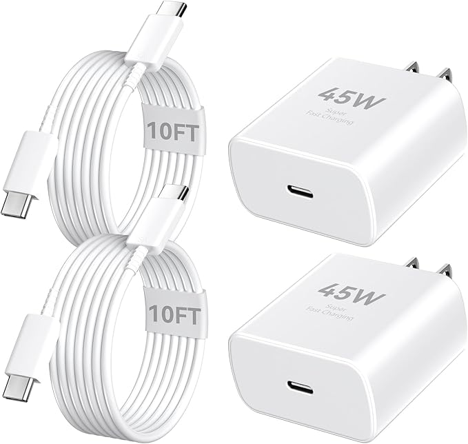 45W USB C Fast Charger with 10FT Type C Cable for iPhone 17 16 15 Pro Max