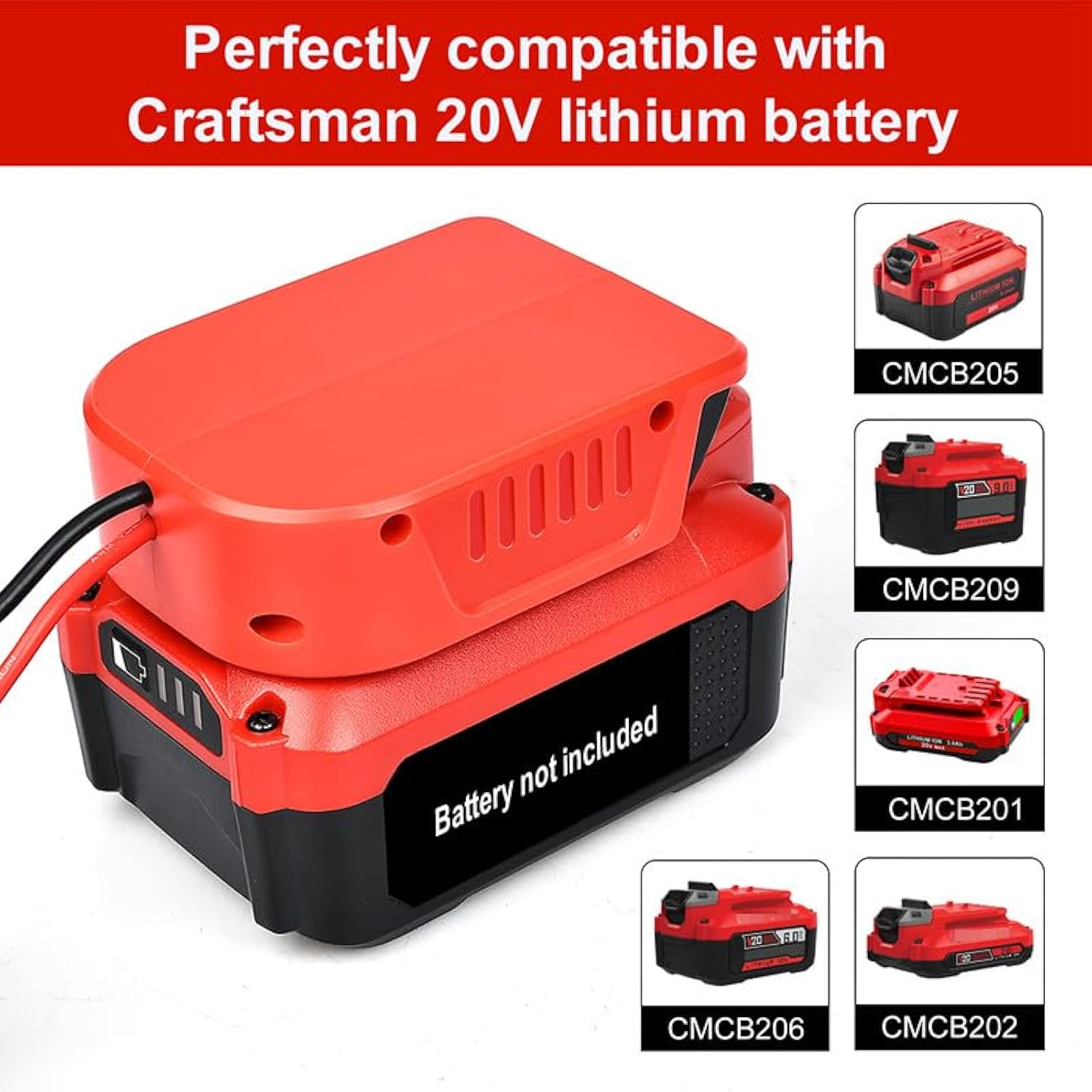 For Power Wheel Adapter For Craftsman 20V Battery,Battery Adapter With Fuse,14 Gauge Wire Battery Converter For Rc Toys,Rc Car, Robotics, Work Lights And Diy(1Pack,No Battery)