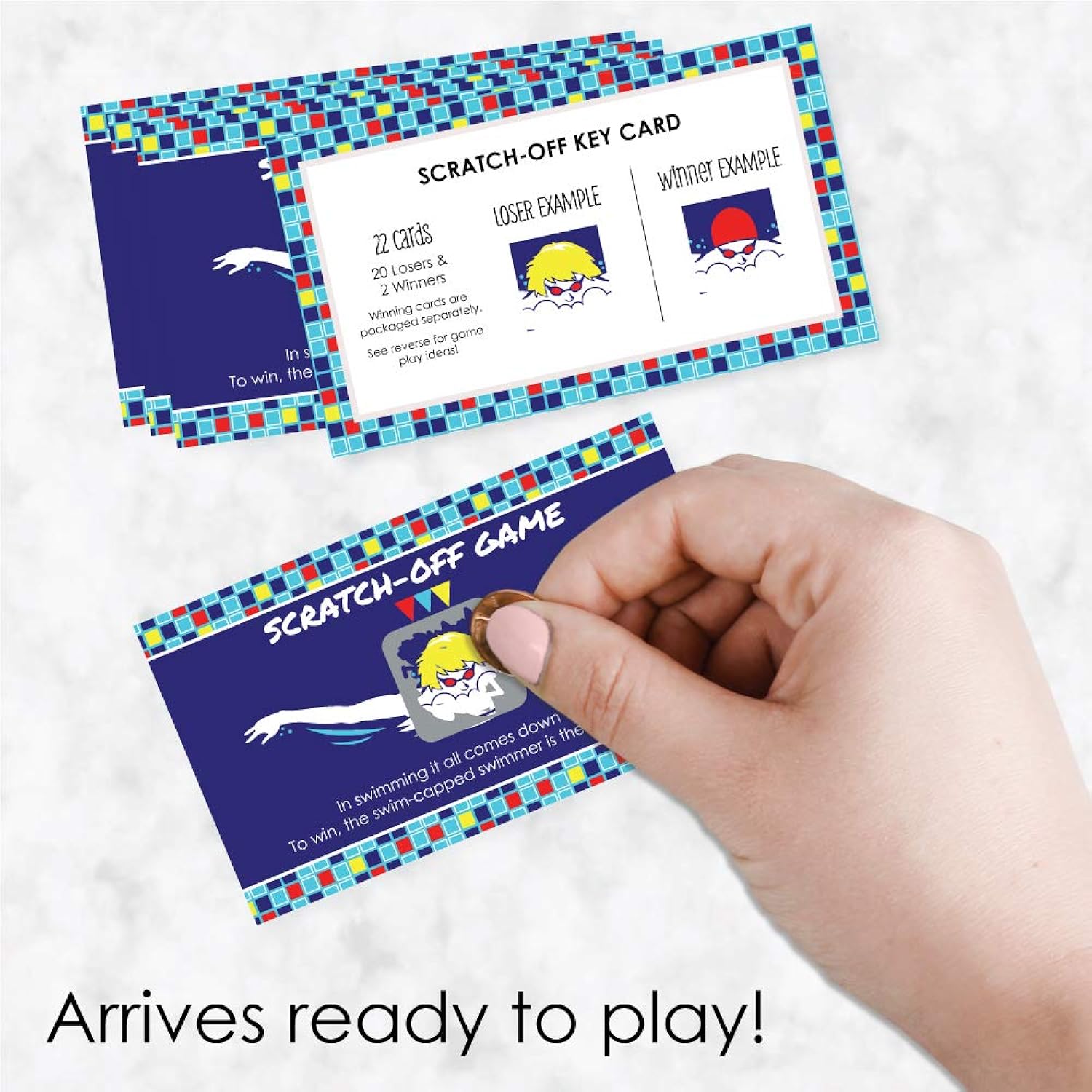 Big Dot of Happiness Making Waves - Swim Team - Swimming Party or Birthday Party Game Scratch Off Cards - 22 Count