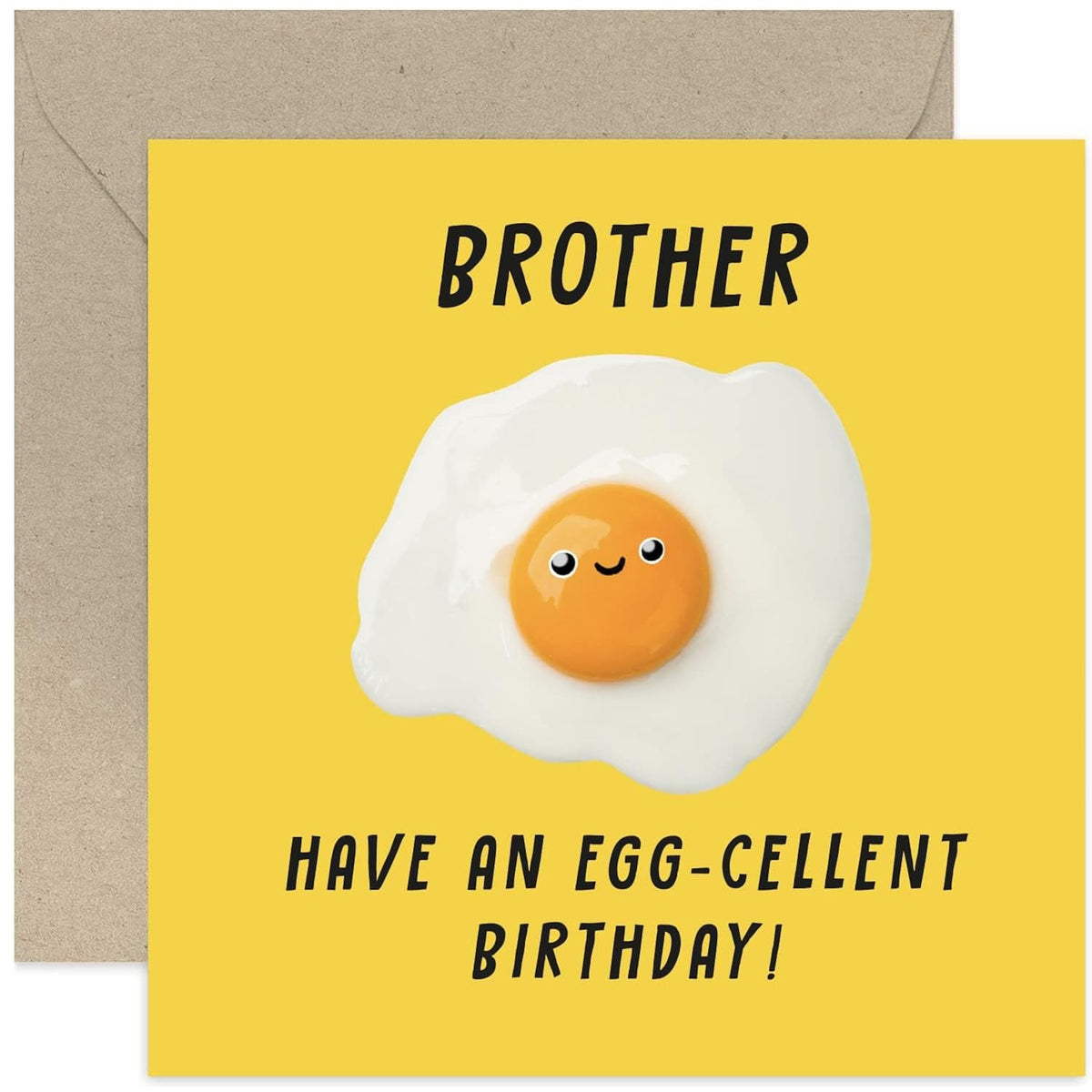 Old English Co. Hilarious Birthday Card For Brother - Whitty Egg Pun Birthday Card For Him From Sister - Egg-Cellent Birthday Card For Brother From Sibling | Blank Inside With Envelope